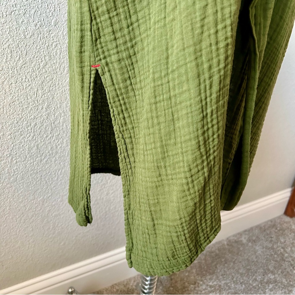 Xirena Avril Dress Size Medium Green 100% Cotton Gauze Midi Length Short Sleeve - Picture 6 of 9